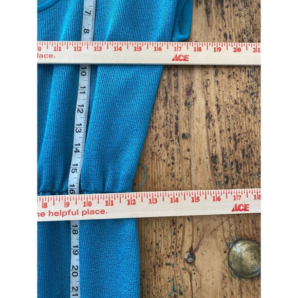 VTG Susan Howard California Dress Jacket Set Belted Mid Length Women Turquoise - Picture 6 of 7